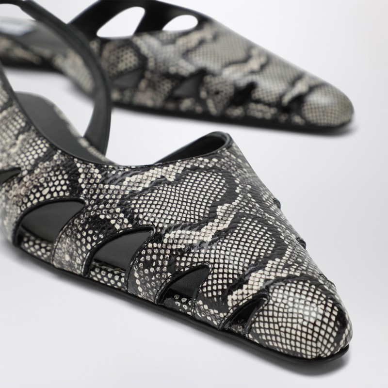 Alaïa Alaia Slingback Ballerinas In Python-effect Printed Leather Women In Gray