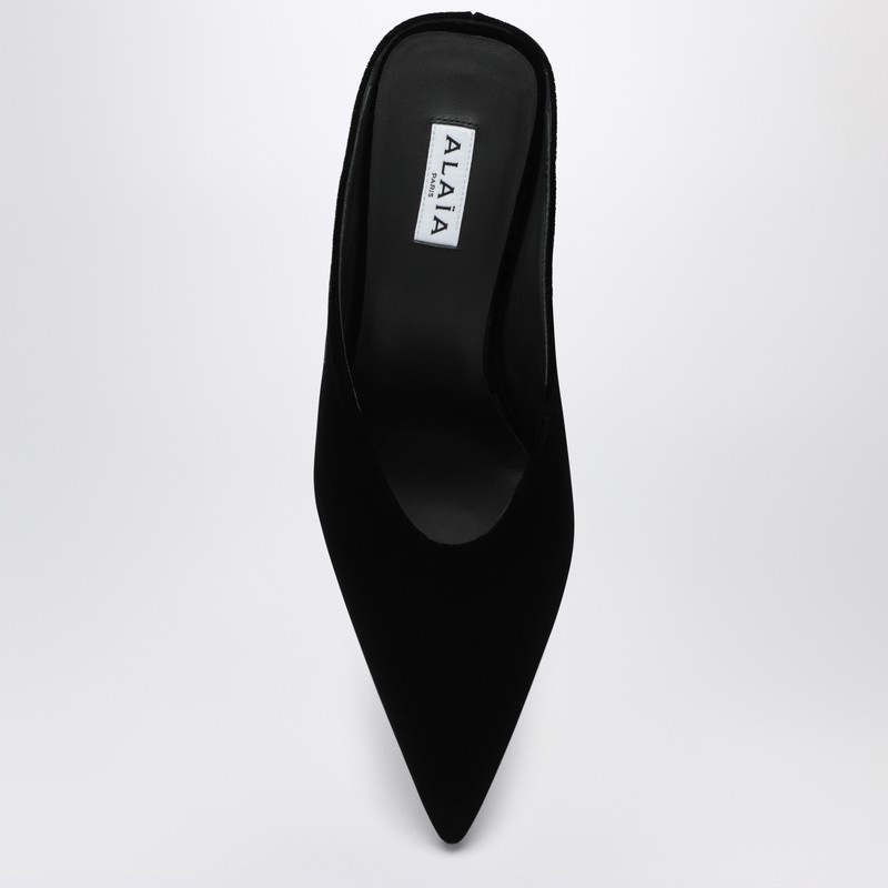 Alaïa 75 Suede Point-toe Wedge Mules In Black
