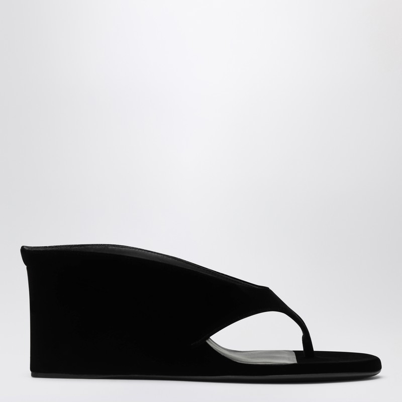 Alaïa Thong Mules With Wedge In Black Velvet