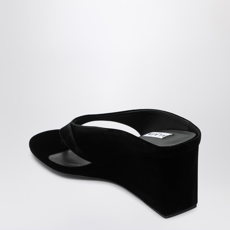 Alaïa Thong Mules With Wedge In Black Velvet In Black