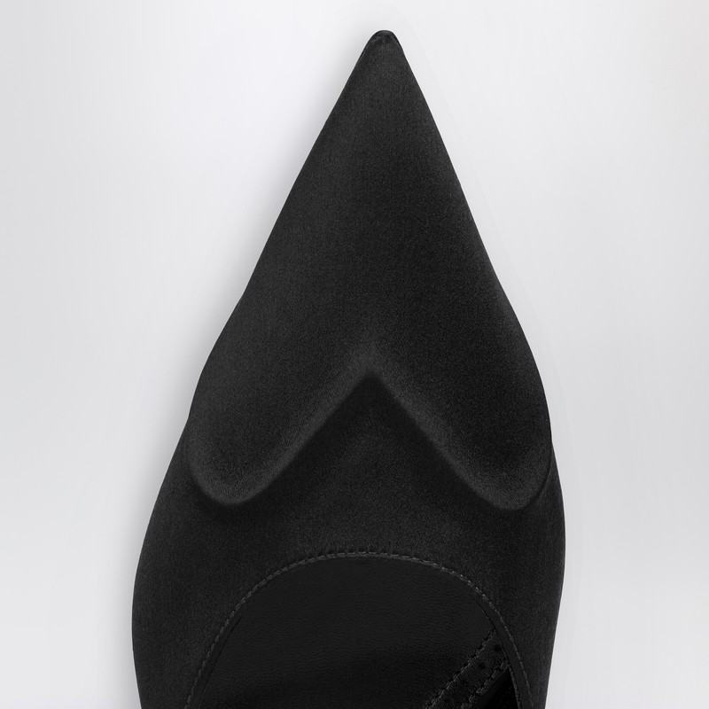 Alaïa Le Coeur Mule In Black Satin In Black