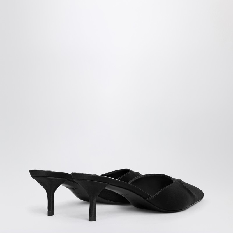 Alaïa Le Coeur Mule In Black Satin In Black