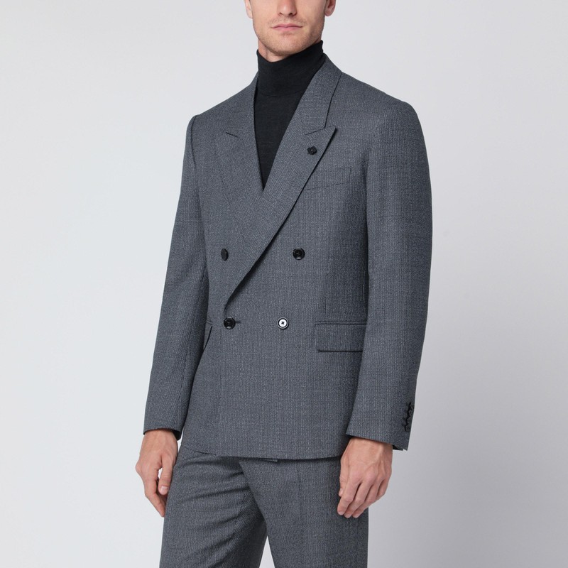 Grey wool double-breasted jacket