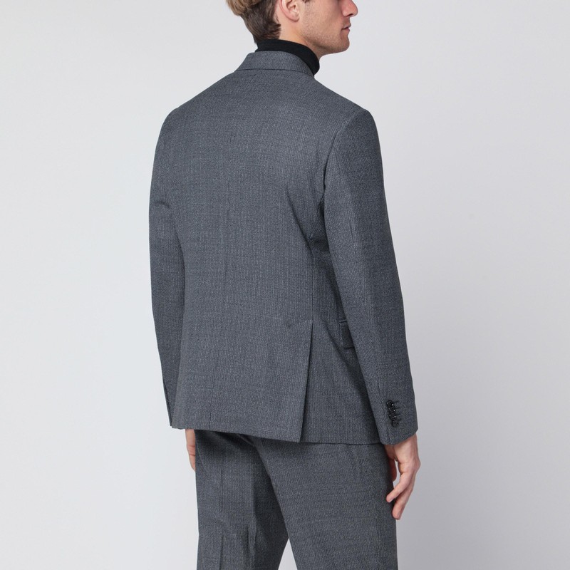 Lardini Double Breasted Wool Jacket Pockets In Gray