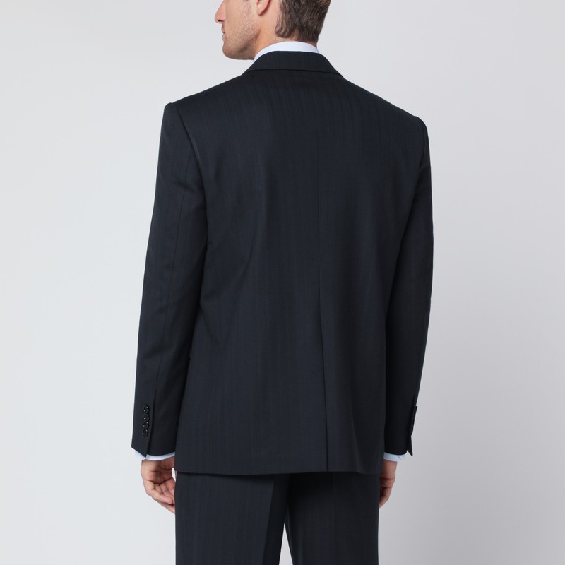 Lardini Single Breasted Wool Blend Jacket With Flap Pockets In Blue