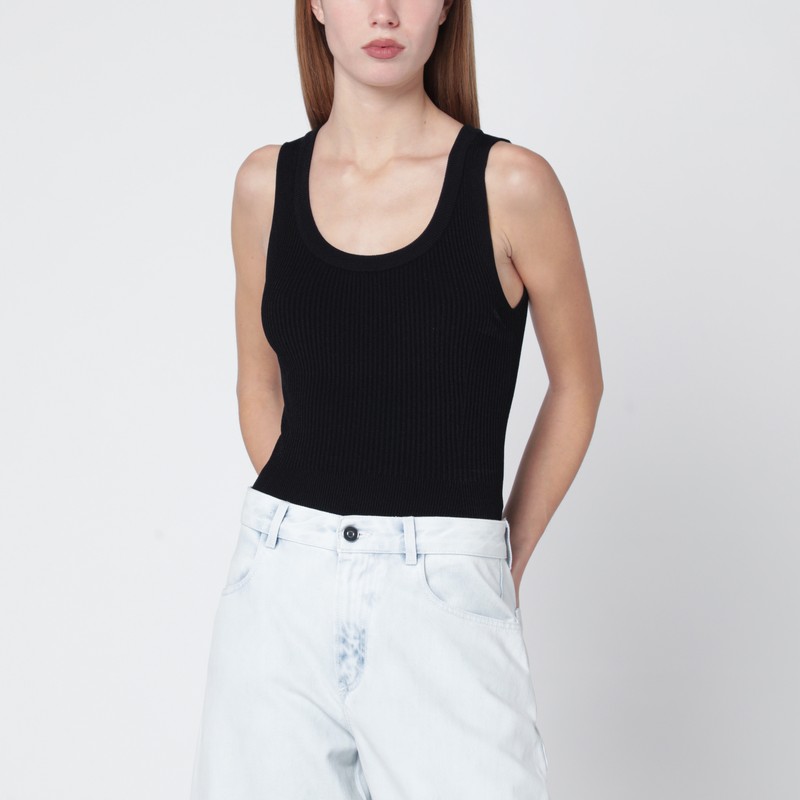 Alaïa Black Ribbed Knit Bodysuit