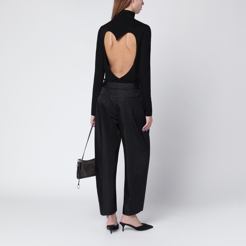 Alaïa Black Jersey Heart-cut Bodysuit In Black