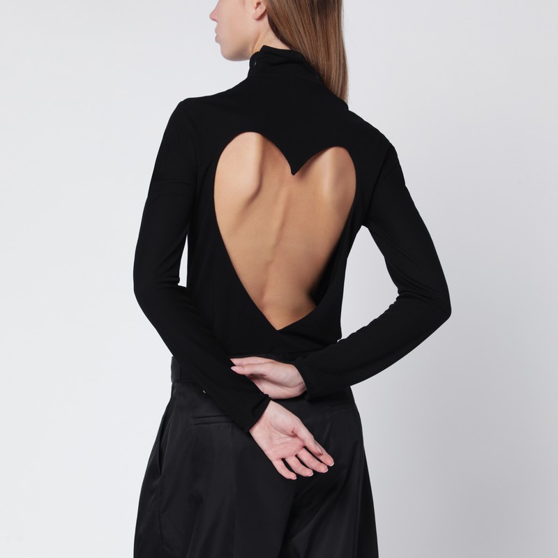 Alaïa Black Jersey Heart-cut Bodysuit In Black