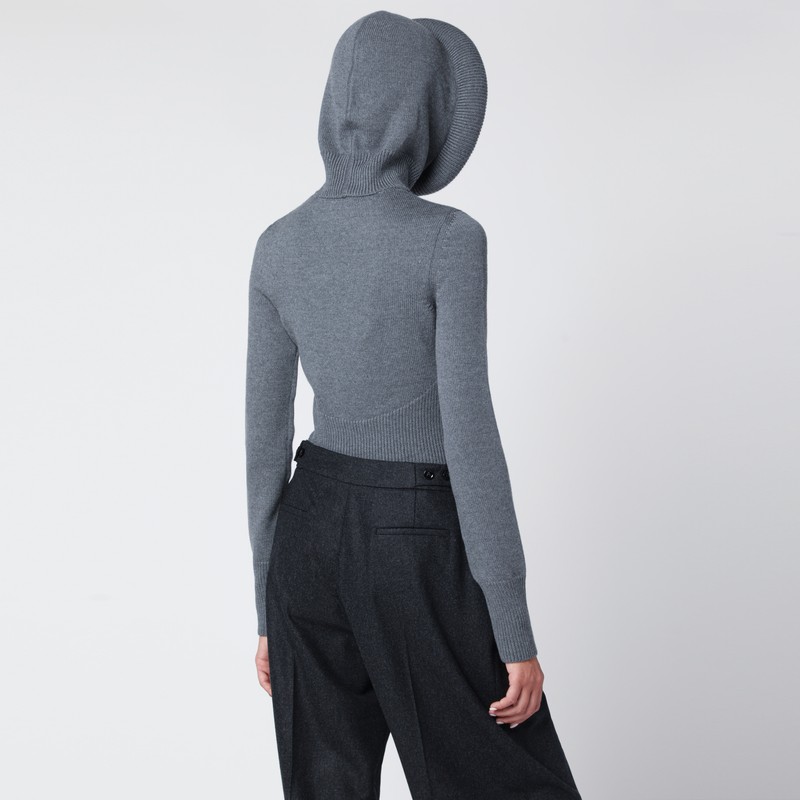 Alaïa Gray Wool Hoodie In Gray