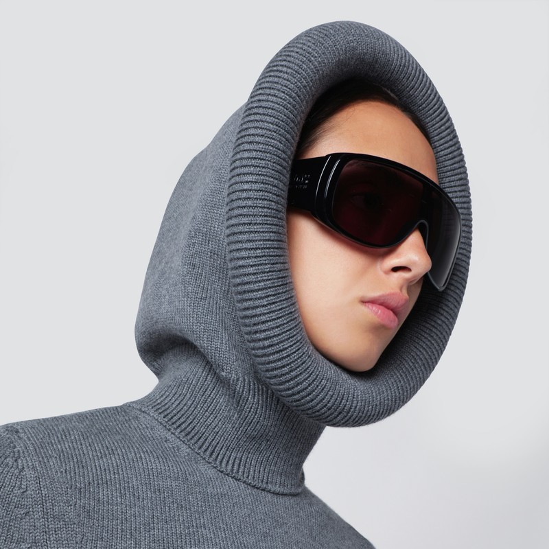 Alaïa Gray Wool Hoodie In Gray