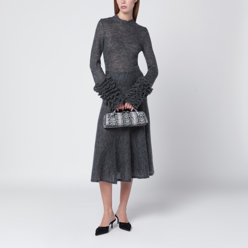 Alaïa Grey Mohair-blend Sweater With Ruffles In Gray