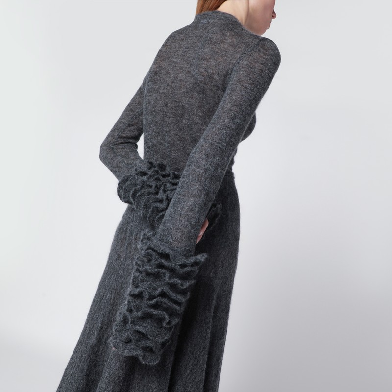 Alaïa Grey Mohair-blend Sweater With Ruffles In Gray