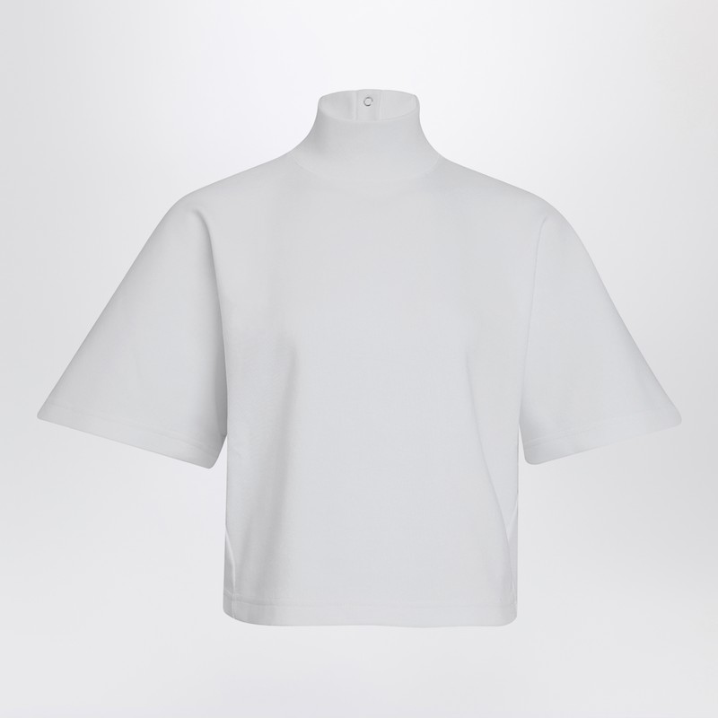 White cotton turtleneck top