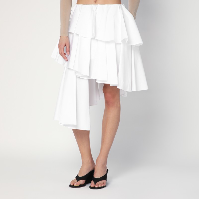 Asymmetrical white cotton skirt