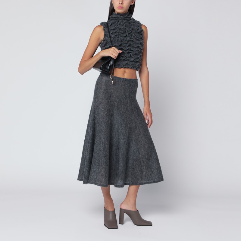 Alaïa Alaia Gonna Gray Midi In Mohair Women In Blue