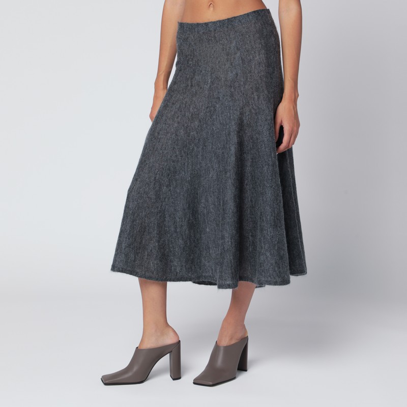Alaïa Alaia Gonna Gray Midi In Mohair Women In Blue