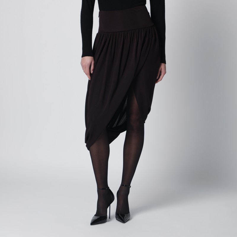 Ebony brown fluid jersey skirt