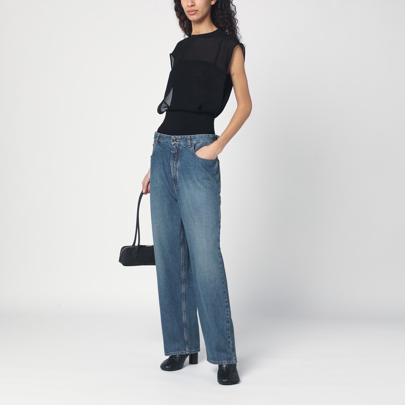 Alaïa Alaia Denim Jean Pants With Black Elastic Band In Blue