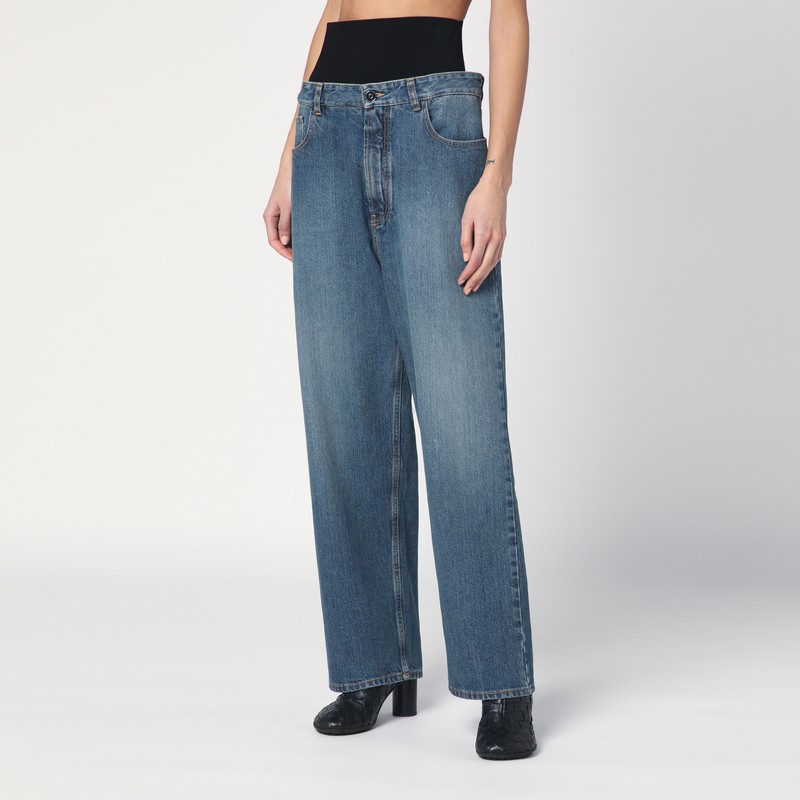 Alaïa Alaia Denim Jean Pants With Black Elastic Band In Blue
