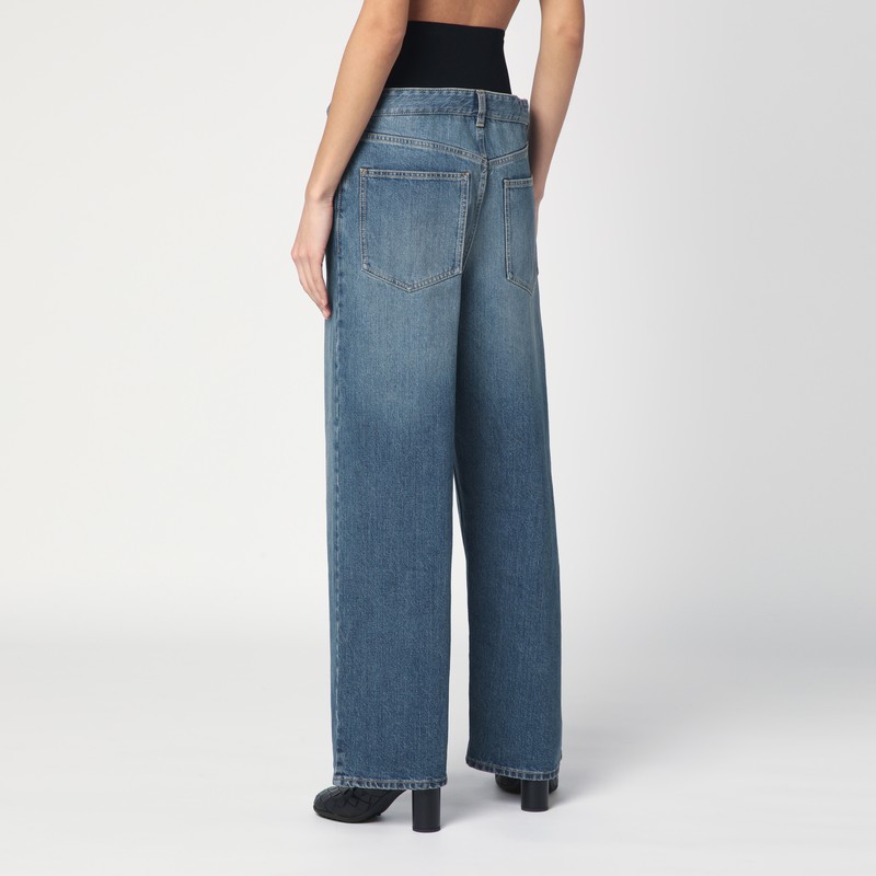 Alaïa Alaia Denim Jean Pants With Black Elastic Band In Blue