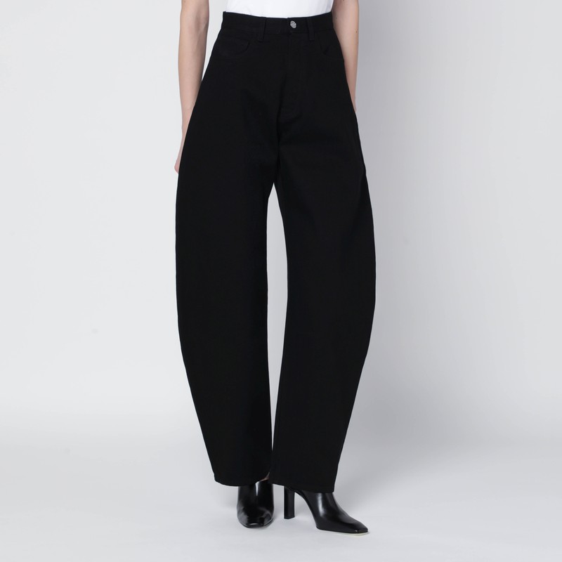 Black rounded-leg trousers