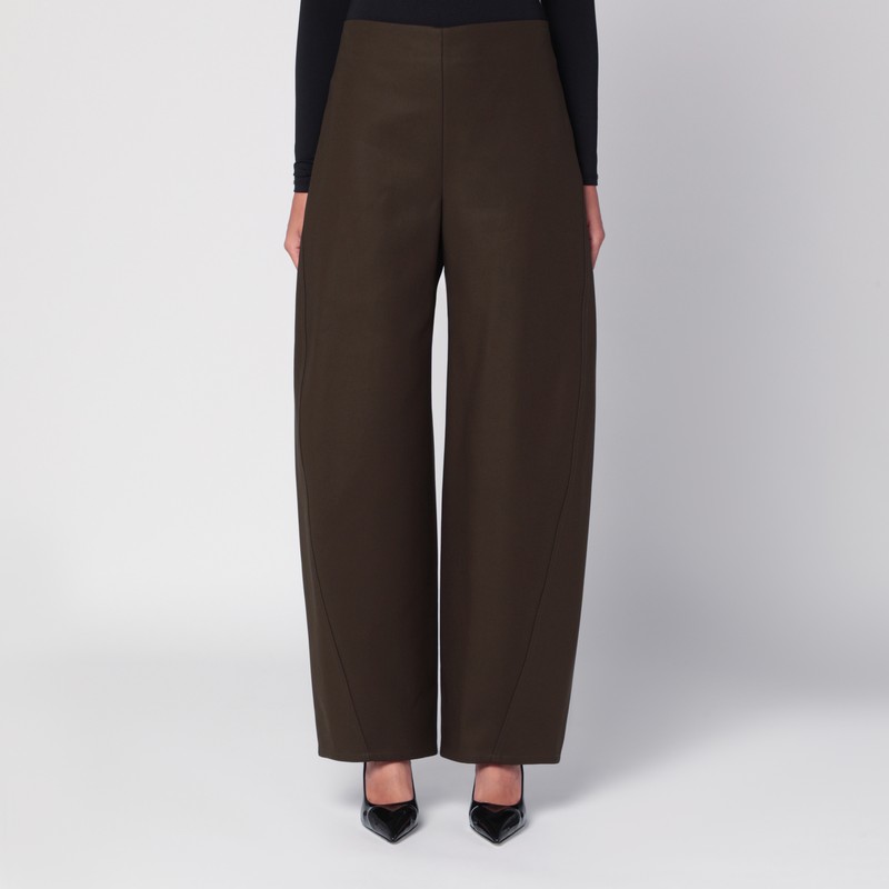 Wide olive green trousers