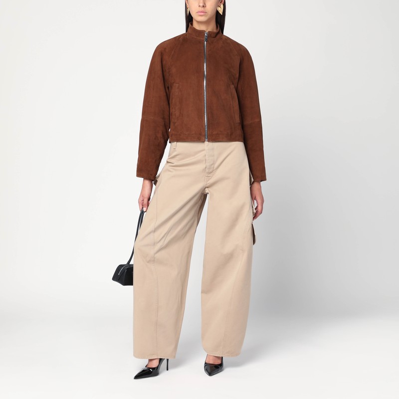 Alaïa Brown Suede Jacket In Gray