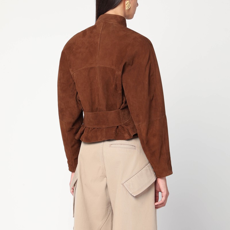 Alaïa Brown Suede Jacket In Gray