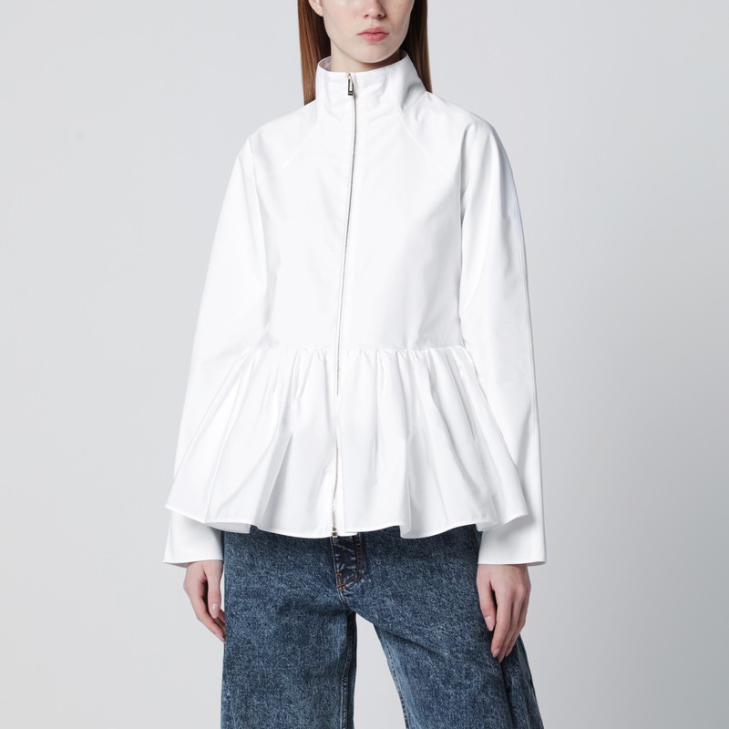 White cotton poplin peplum jacket