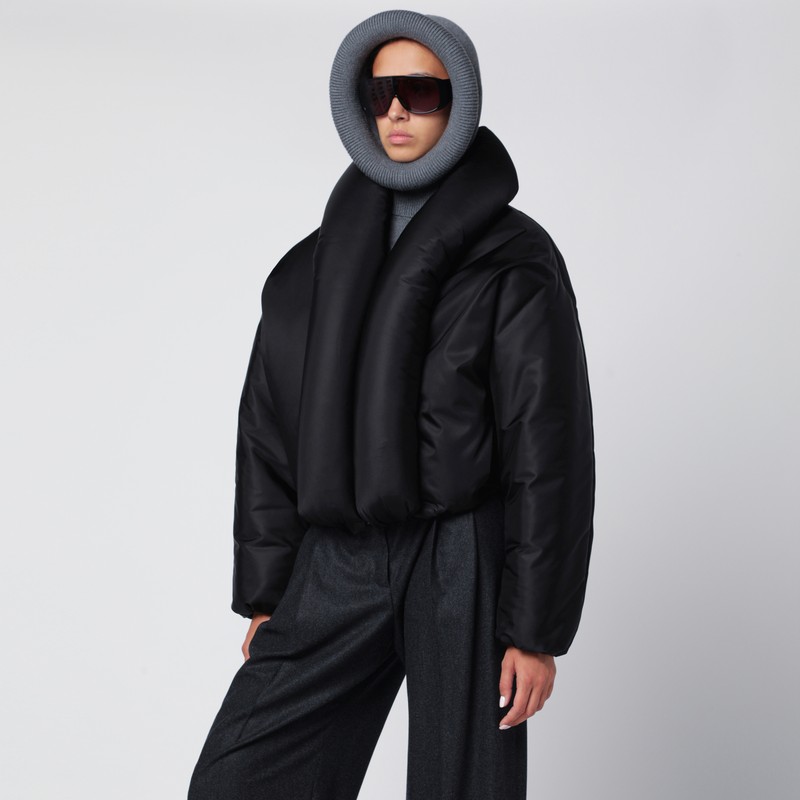 Padded bomber in black taffeta