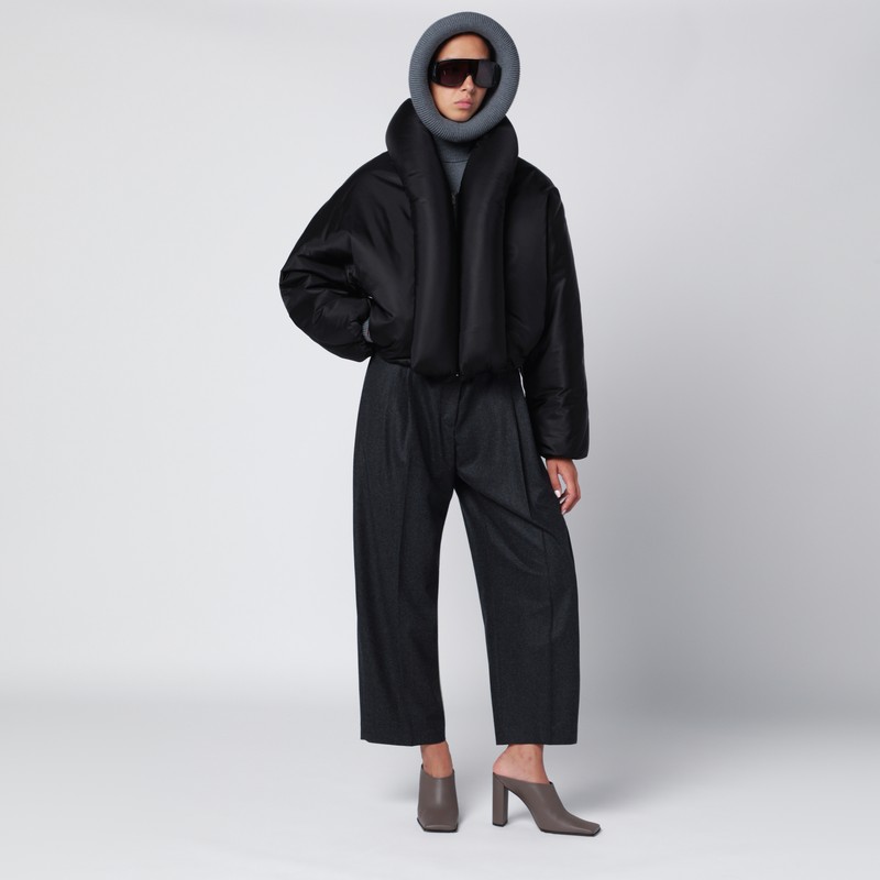 Alaïa Padded Bomber In Black Taffeta In Black