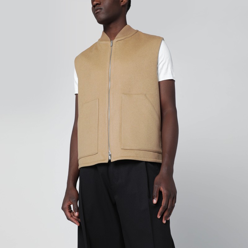 Beige wool zip gilet