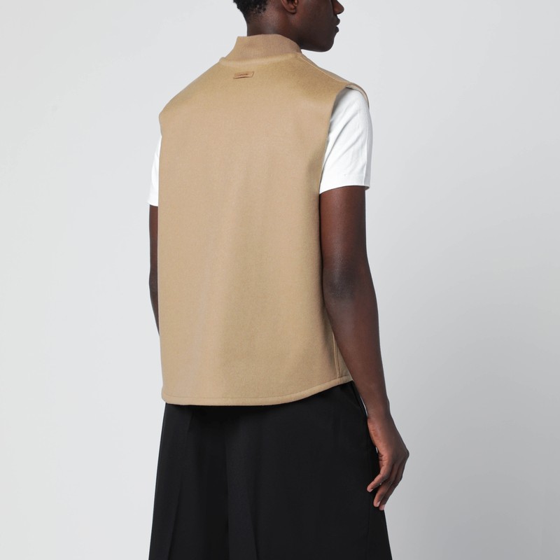 Lardini Beige Wool Zip Gilet In Neutral