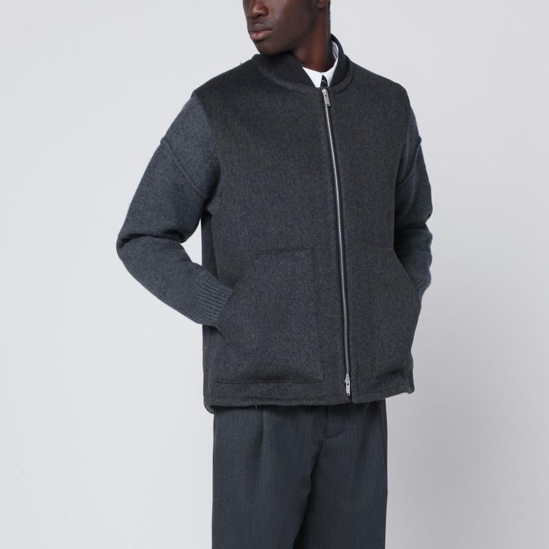 Grey wool zip gilet
