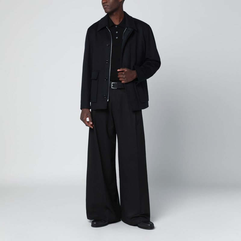 Lardini Blue Zip-up Wool Jacket In Blue