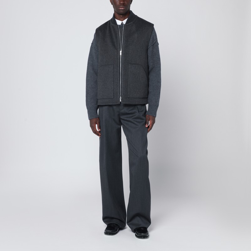 Lardini Wide Grey Trousers In Gray