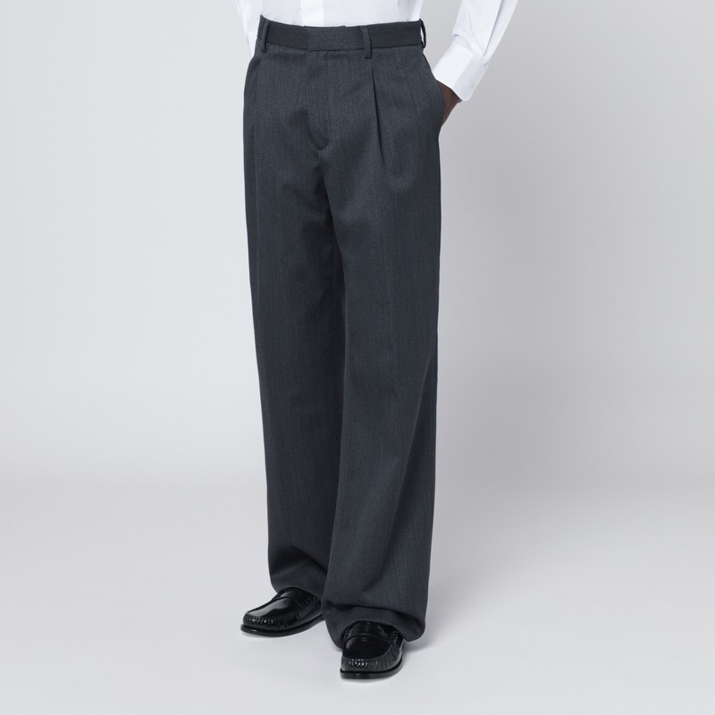 Lardini Wide Grey Trousers In Gray