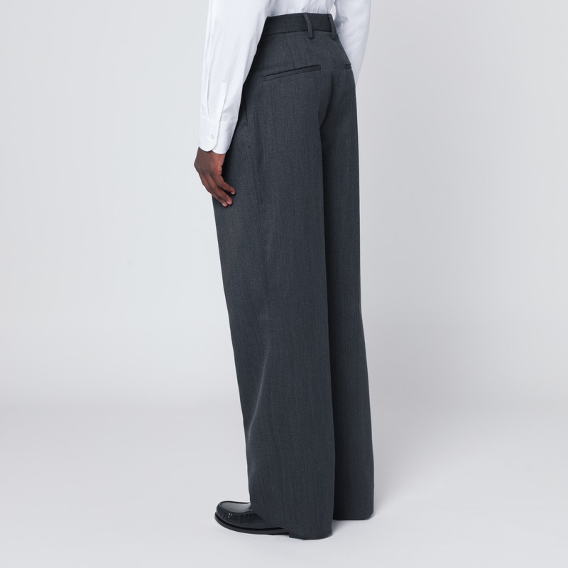 Lardini Wide Grey Trousers In Gray