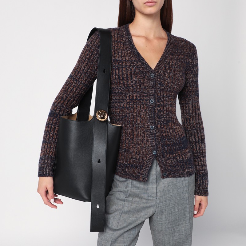 Loewe Black Calfskin Pebble Bucket Medium Bag In Black