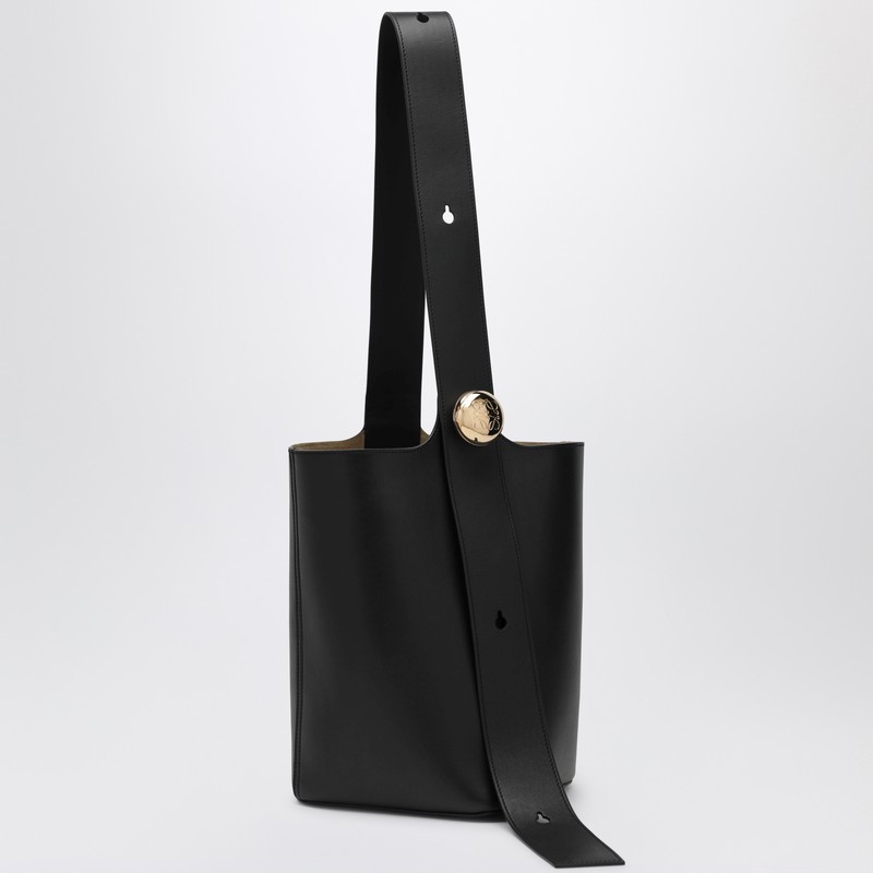 Loewe Black Calfskin Pebble Bucket Medium Bag In Black