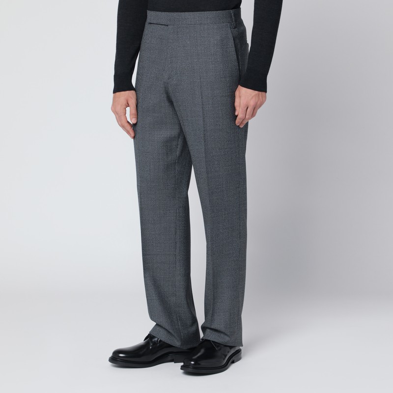 Lardini Tailored Wool Trousers With Pockets And Loops In Gray