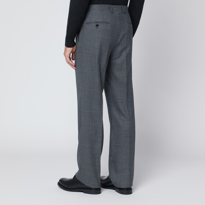 Lardini Tailored Wool Trousers With Pockets And Loops In Gray