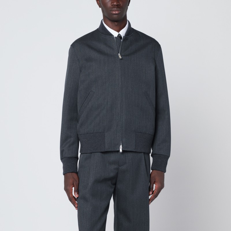 Grey wool zip bomber - Lardini - Modalova