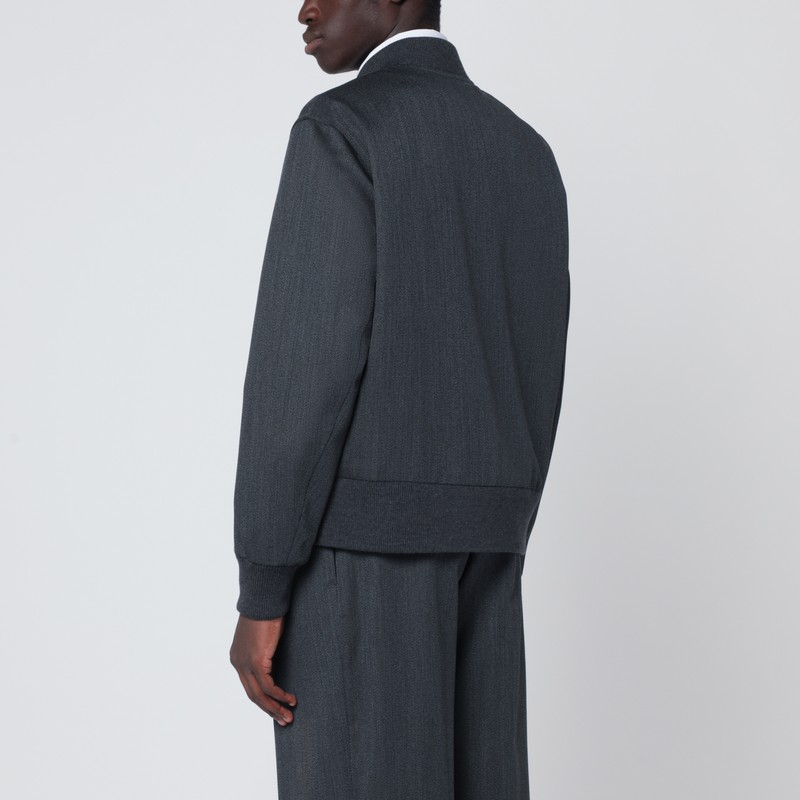 Lardini Grey Wool Zip Bomber In Gray