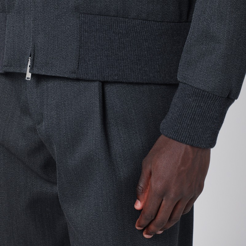 Lardini Grey Wool Zip Bomber In Gray