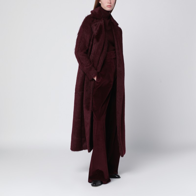 Max Mara Cherry-colored Sleeveless Coat In Alpaca And Wool In Burgundy