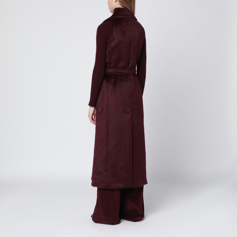 Max Mara Cherry-colored Sleeveless Coat In Alpaca And Wool In Burgundy