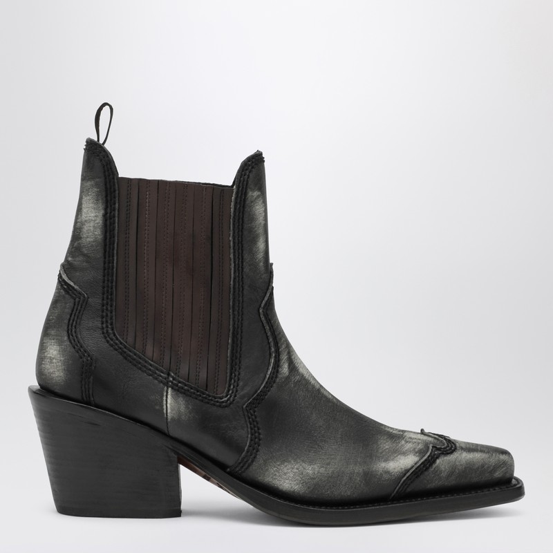 Black cowboy ankle boots with heel