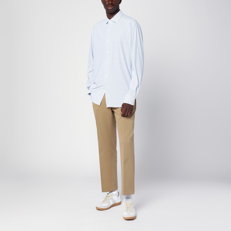 Xacus Light Blue Tailor Fit Shirt In Linen In Blue