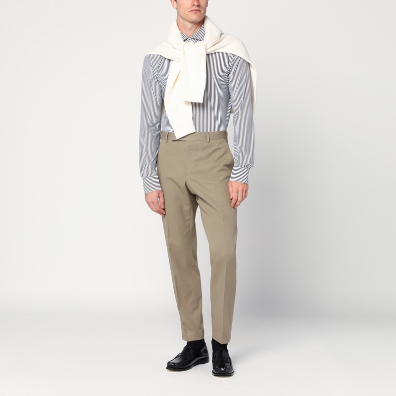 Xacus White Striped Active Twill Shirt In Blue